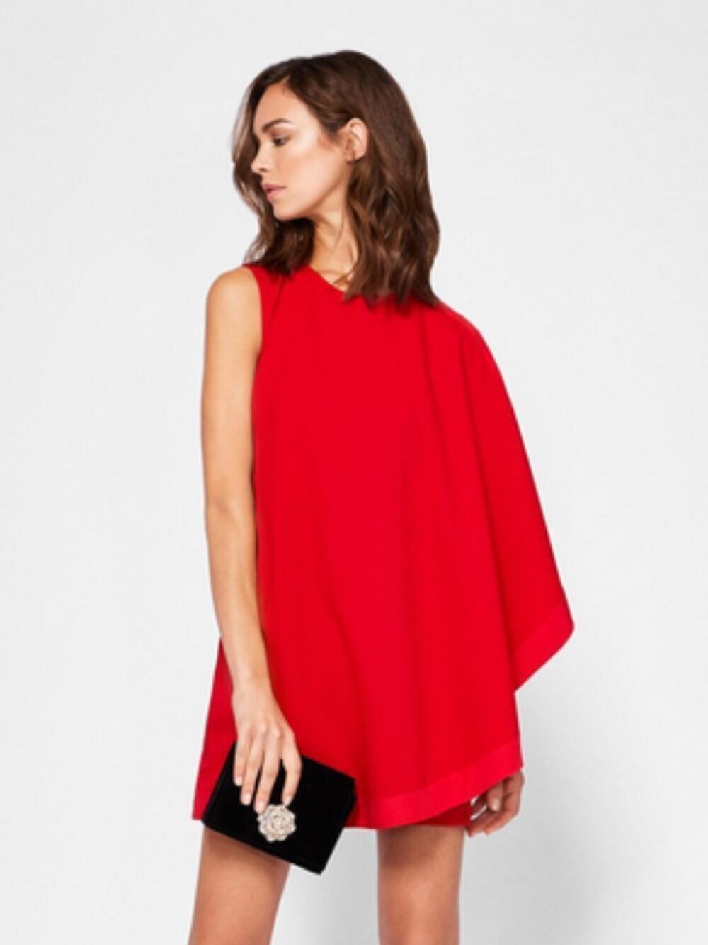 TED BAKER Dark Orange Bolty One Side Draped Dress